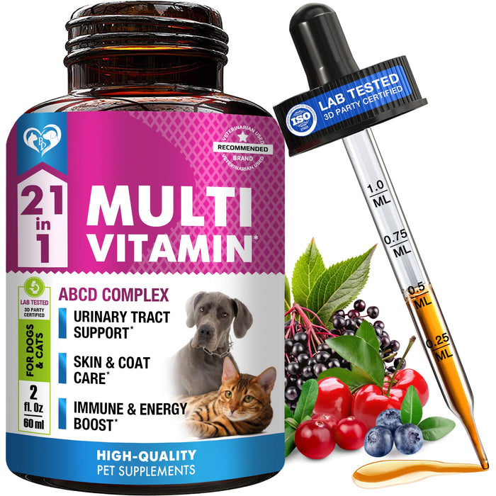 Cat & Dog Multivitamin Liquid – 21-in-1 with Glucosamine & Cranberry (60ml)