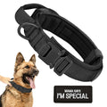 Military Dog Collar with Handle - Adjustable Nylon Training Dog Collar with Heavy Duty Metal Buckle Collar for Medium Large Dogswith Patch