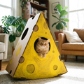 Monster Cheese Wedge Cardboard Cat House